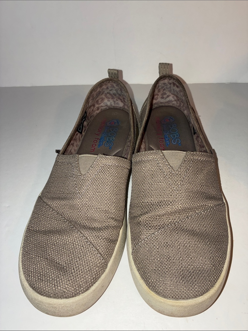 Skechers Women’s 6.5 Slip-On Canvas Sneakers in Taupe Brown